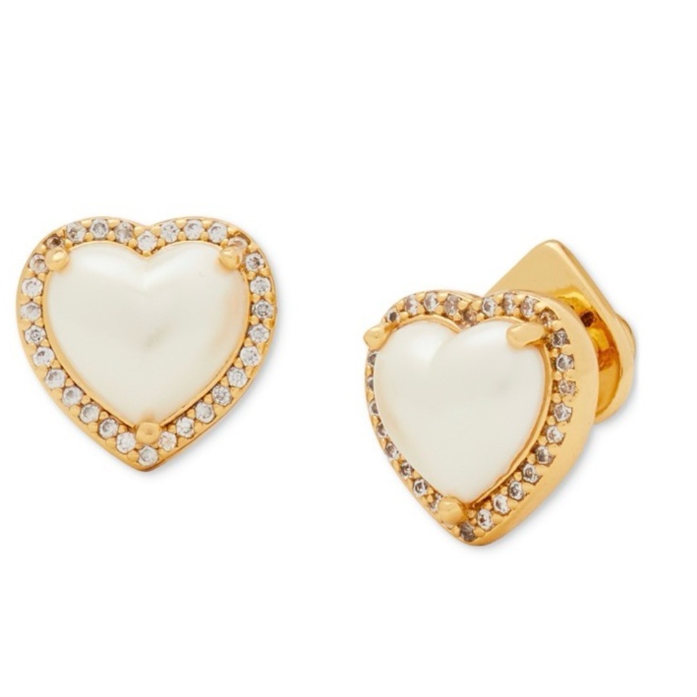 NWT Kate Spade New York Cubic Zirconia Heart Halo Stud Earrings - Cream/gold